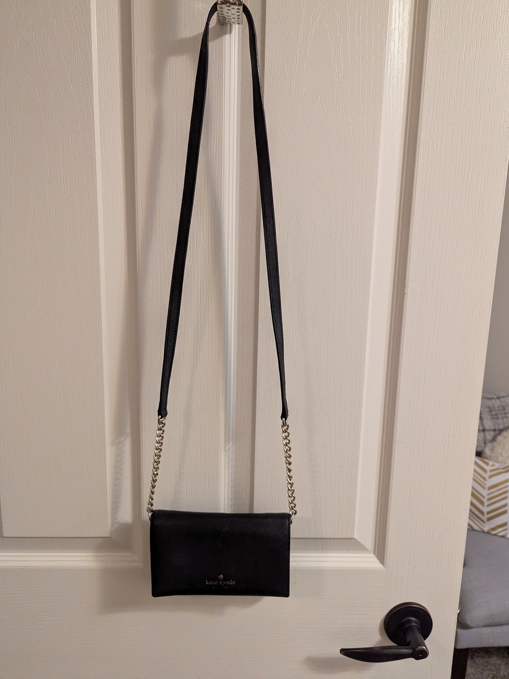 kate spade New York Black Leather Crossbody Wallet